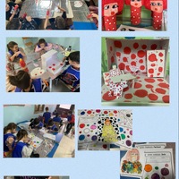 ***Bambini e arte***
I bambini mentre riproducono opere di Yayoi Kusama durante il laboratorio.