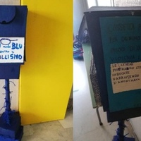 ***Cassetta postale***
I bambini hanno realizzato una cassetta postale di colore blu utilizzando materiali da riciclo e pittura acrilica, per segnalare e prevenire il bullismo.